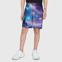 Шорты детские Звездный город в космосе, цвет: 3D-принт — фото 2