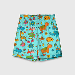 Шорты детские Мультяшные животные каракули, цвет: 3D-принт