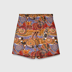 Шорты детские Африканские мозаичные животные, цвет: 3D-принт