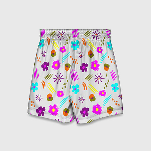 Детские шорты Яркий цветочный узор-паттерн / 3D-принт – фото 2