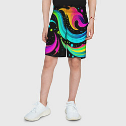 Шорты детские Яркая неоновая абстракция - нейросеть, цвет: 3D-принт — фото 2
