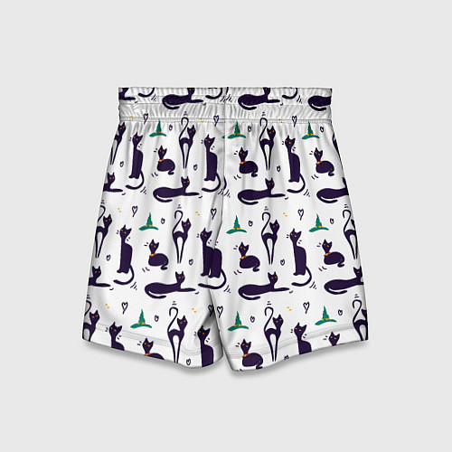Детские шорты Узор из черных магических кошек / 3D-принт – фото 2