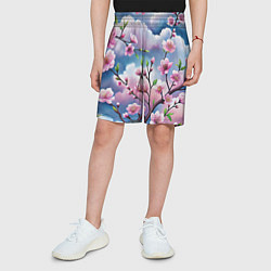 Шорты детские Облака цветов сакуры, цвет: 3D-принт — фото 2