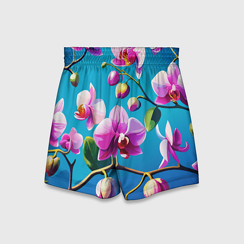 Детские шорты Орхидея цветы паттерн / 3D-принт – фото 2