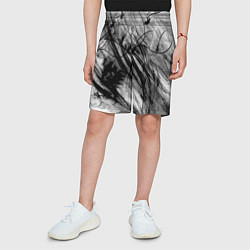 Шорты детские Серый абстрактный серо-черный шрих, цвет: 3D-принт — фото 2