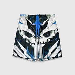 Шорты детские Абстрактный белый череп и синие полосы, цвет: 3D-принт