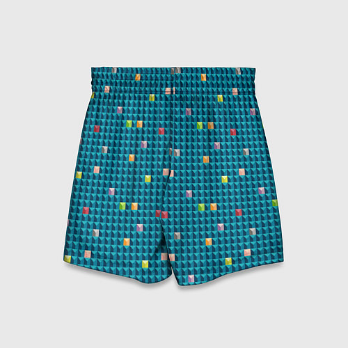Детские шорты Синяя мозаика с цветными деталями / 3D-принт – фото 2