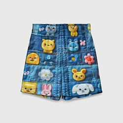 Шорты детские Зайчата на пэчворк, цвет: 3D-принт
