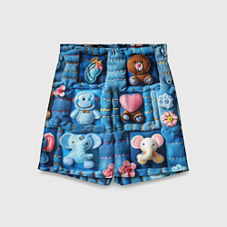Шорты детские Слоники на пэчворк, цвет: 3D-принт