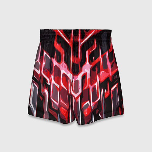 Детские шорты Абстрактные красные линии на чёрном фоне / 3D-принт – фото 2