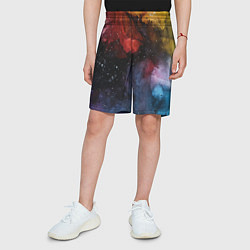 Шорты детские Акварельная цветная абстракция, цвет: 3D-принт — фото 2