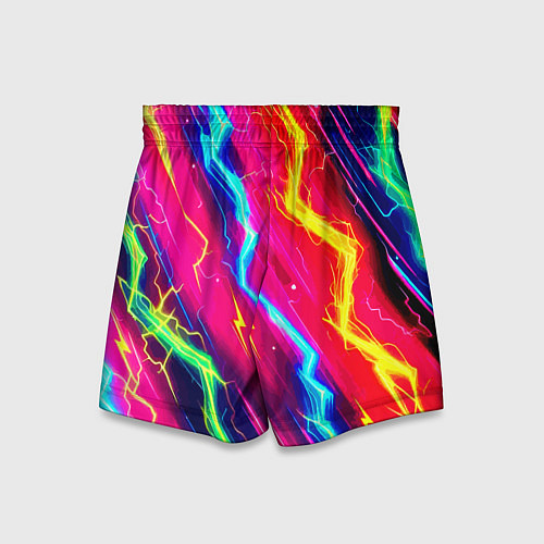 Детские шорты Абстракция из неоновых молний - нейроарт / 3D-принт – фото 2