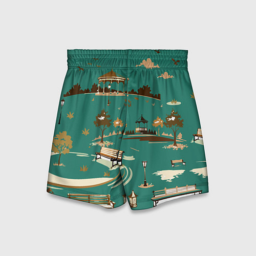 Детские шорты Осенний городской парк / 3D-принт – фото 2