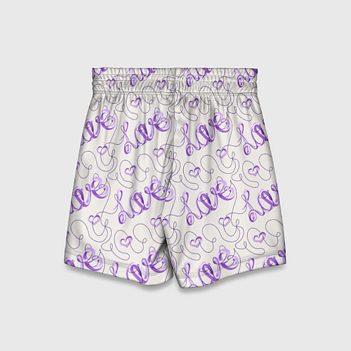 Детские шорты Паттерн с надписями Love и сердцами / 3D-принт – фото 2