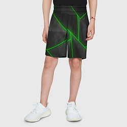 Шорты детские Лучи неон абстракция, цвет: 3D-принт — фото 2