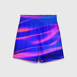 Шорты детские Неоновые волны градиент, цвет: 3D-принт