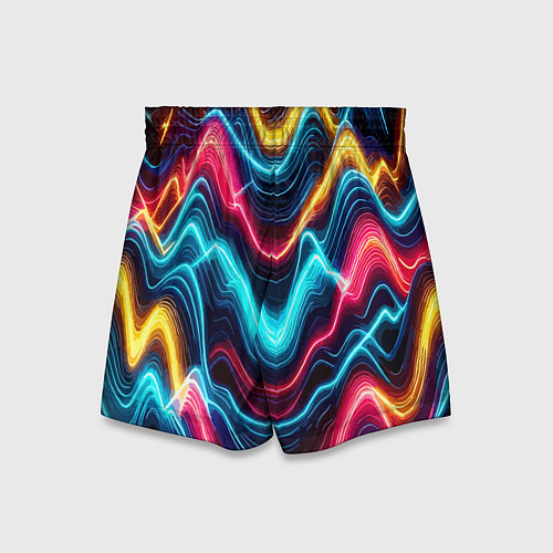 Детские шорты Хаотичные неоновые полосы - абстракция / 3D-принт – фото 2