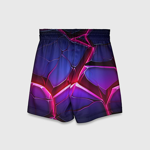 Детские шорты Темные синие плиты и фиолетовый свет / 3D-принт – фото 2