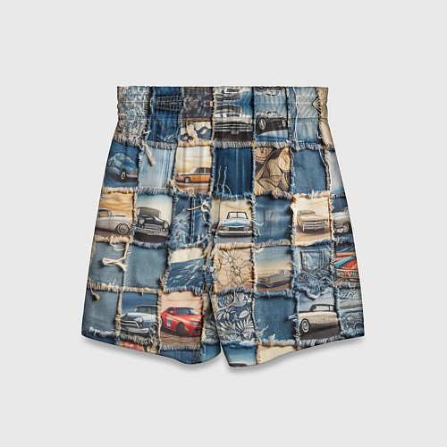 Детские шорты Пэчворк с автомобилями / 3D-принт – фото 2