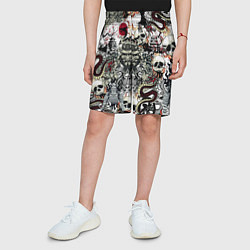 Шорты детские Японский самурай и драконы паттерн, цвет: 3D-принт — фото 2