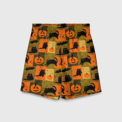 Шорты детские Хэллоуин мозаика, цвет: 3D-принт