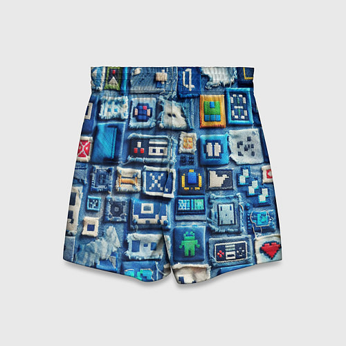 Детские шорты Пэчворк с геймерскими знаками / 3D-принт – фото 2