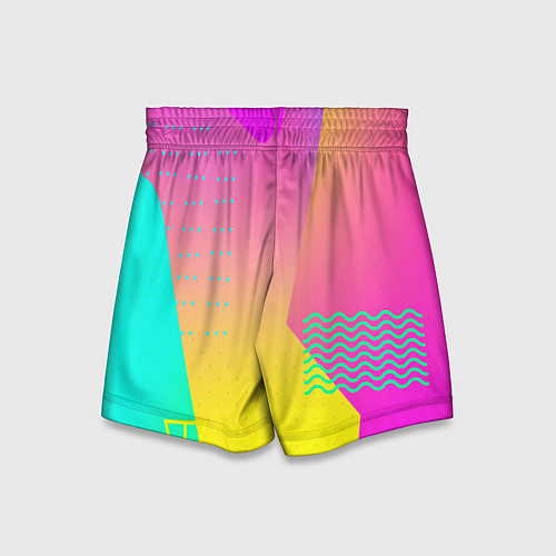 Детские шорты Неоновая геометрия градиент / 3D-принт – фото 2