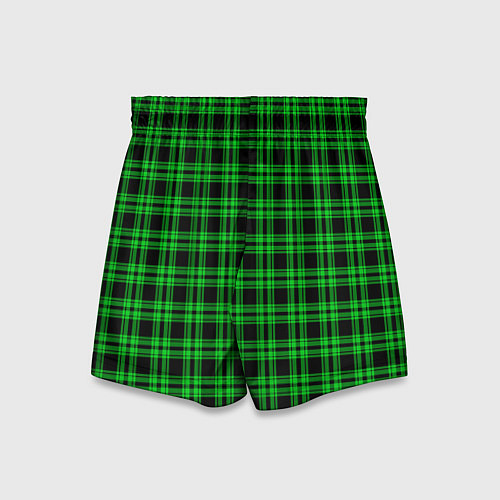 Детские шорты Чёрно-зелёный клетчатый / 3D-принт – фото 2