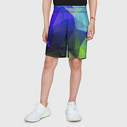 Шорты детские Неоновые треугольники геометрия, цвет: 3D-принт — фото 2