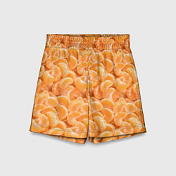 Шорты детские Паттерн дольки мандарин, цвет: 3D-принт