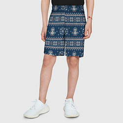 Шорты детские Вязаный зимний узор с милыми пингвинами, цвет: 3D-принт — фото 2
