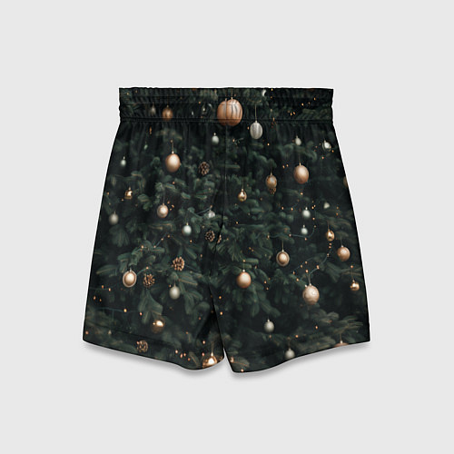 Детские шорты Паттерн - Новогодняя елка / 3D-принт – фото 2