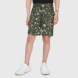 Шорты детские Узор с птицами зеленый, цвет: 3D-принт — фото 2
