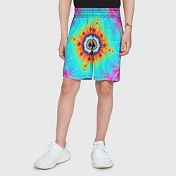 Шорты детские Неоновый фрактальный узор психоделика, цвет: 3D-принт — фото 2