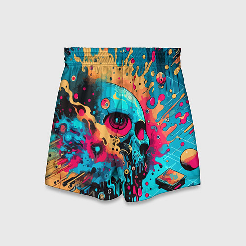 Детские шорты Абстракция с черепом - нейроарт / 3D-принт – фото 2