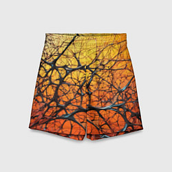 Шорты детские Чёрные волокна и жёлтый градиент абстракция, цвет: 3D-принт