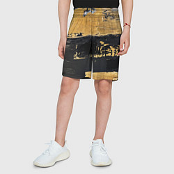 Шорты детские Абстракция черная и коричневая краска, цвет: 3D-принт — фото 2