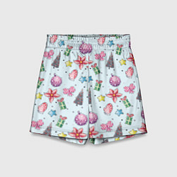 Шорты детские Новогодний фон, цвет: 3D-принт