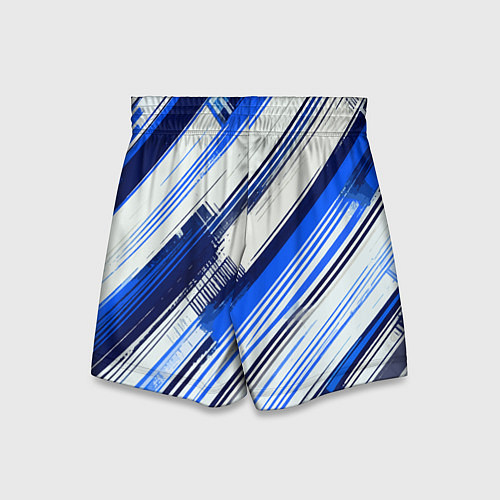 Детские шорты Синие диагональные полосы на белом фоне / 3D-принт – фото 2