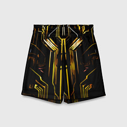 Шорты детские Золотые полосы на чёрном фоне, цвет: 3D-принт