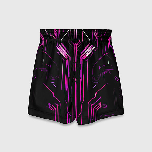 Детские шорты Розовые полосы на чёрном фоне / 3D-принт – фото 2