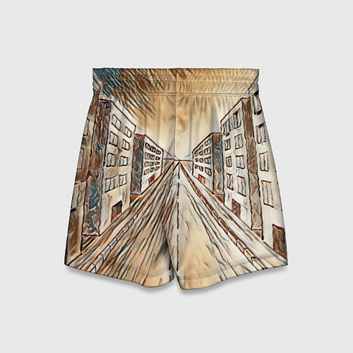 Детские шорты Перспектива мегаполиса / 3D-принт – фото 2