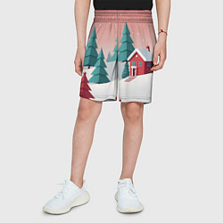 Шорты детские Новогодний домик, цвет: 3D-принт — фото 2