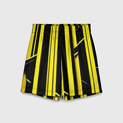 Шорты детские Толстые жёлтые полосы на чёрном фоне, цвет: 3D-принт