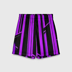 Шорты детские Толстые фиолетовые полосы на чёрном фоне, цвет: 3D-принт