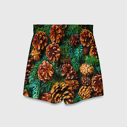 Детские шорты Елочные ветки с шишками / 3D-принт – фото 2
