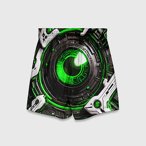 Детские шорты Зелёная сфера киберпанк / 3D-принт – фото 2