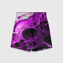 Шорты детские Фиолетово-белая абстрактная структура, цвет: 3D-принт