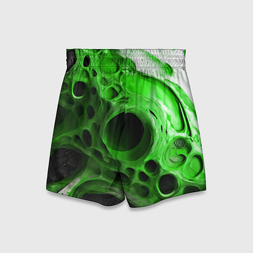 Детские шорты Зелёно-белая абстрактная структура / 3D-принт – фото 2
