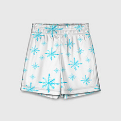 Шорты детские Зимний узор из снежинок, цвет: 3D-принт